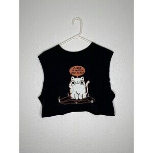 Black Matter CROPPED Shirt I Love to Watch You Sleep Black Cat Size L Halloween